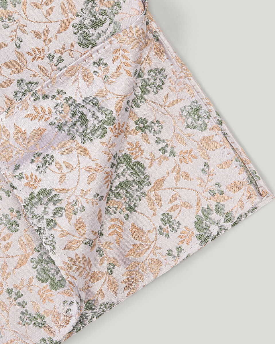 Floral Jacquard Silk Pocket Square, Neutral, hi-res